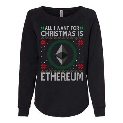 All I Want For Christmas Is Ethereum Crypto Holiday Womens California Wash Sweatshirt