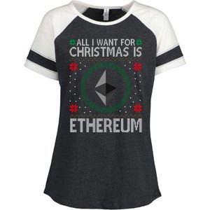 All I Want For Christmas Is Ethereum Crypto Holiday Enza Ladies Jersey Colorblock Tee