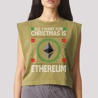 All I Want For Christmas Is Ethereum Crypto Holiday Garment-Dyed Women's Muscle Tee