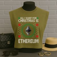 All I Want For Christmas Is Ethereum Crypto Holiday Garment-Dyed Women's Muscle Tee