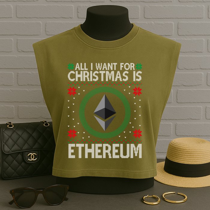All I Want For Christmas Is Ethereum Crypto Holiday Garment-Dyed Women's Muscle Tee