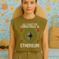 All I Want For Christmas Is Ethereum Crypto Holiday Garment-Dyed Women's Muscle Tee
