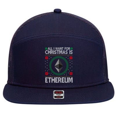 All I Want For Christmas Is Ethereum Crypto Holiday 7 Panel Mesh Trucker Snapback Hat