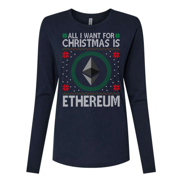 All I Want For Christmas Is Ethereum Crypto Holiday Womens Cotton Relaxed Long Sleeve T-Shirt