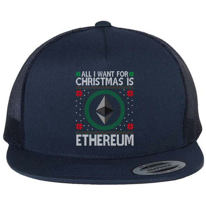 All I Want For Christmas Is Ethereum Crypto Holiday Flat Bill Trucker Hat