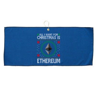 All I Want For Christmas Is Ethereum Crypto Holiday Large Microfiber Waffle Golf Towel
