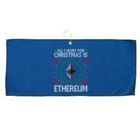 All I Want For Christmas Is Ethereum Crypto Holiday Large Microfiber Waffle Golf Towel