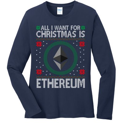 All I Want For Christmas Is Ethereum Crypto Holiday Ladies Long Sleeve Shirt