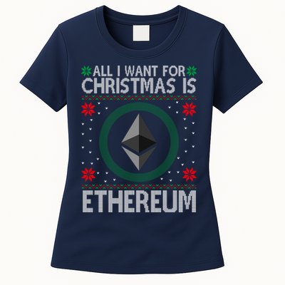 All I Want For Christmas Is Ethereum Crypto Holiday Womens T-Shirt