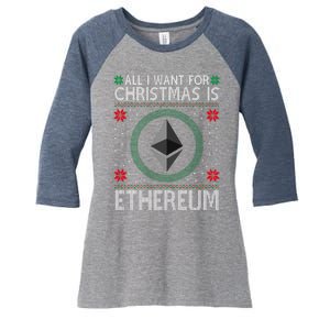 All I Want For Christmas Is Ethereum Crypto Holiday Women's Tri-Blend 3/4-Sleeve Raglan Shirt