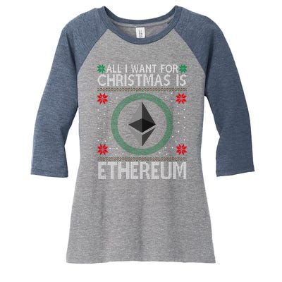 All I Want For Christmas Is Ethereum Crypto Holiday Women's Tri-Blend 3/4-Sleeve Raglan Shirt