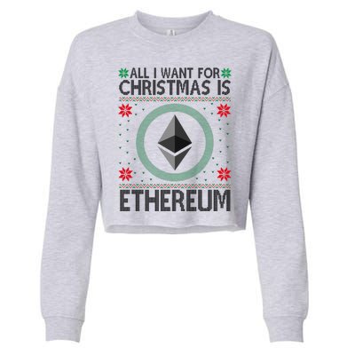 All I Want For Christmas Is Ethereum Crypto Holiday Cropped Pullover Crew