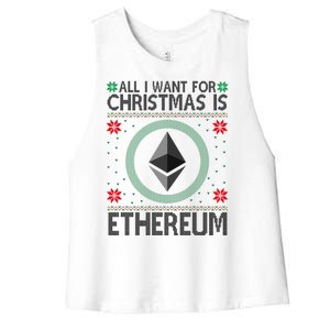 All I Want For Christmas Is Ethereum Crypto Holiday Women's Racerback Cropped Tank