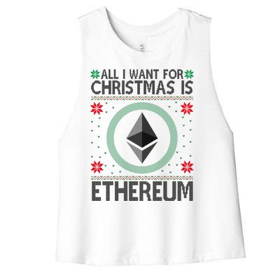 All I Want For Christmas Is Ethereum Crypto Holiday Women's Racerback Cropped Tank