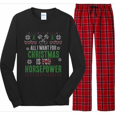 All I Want For Christmas Is Horsepower Xmas Cool Gift Long Sleeve Pajama Set