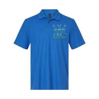 All I Want For Christmas Is Horsepower Xmas Cool Gift Softstyle Adult Sport Polo