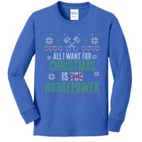 All I Want For Christmas Is Horsepower Xmas Cool Gift Kids Long Sleeve Shirt