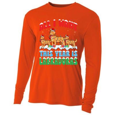 All I Want This Year Is Labrador Dog Wearing Christmas Hat Gift Cooling Performance Long Sleeve Crew