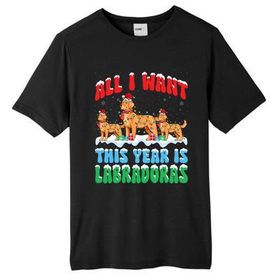 All I Want This Year Is Labrador Dog Wearing Christmas Hat Gift Tall Fusion ChromaSoft Performance T-Shirt