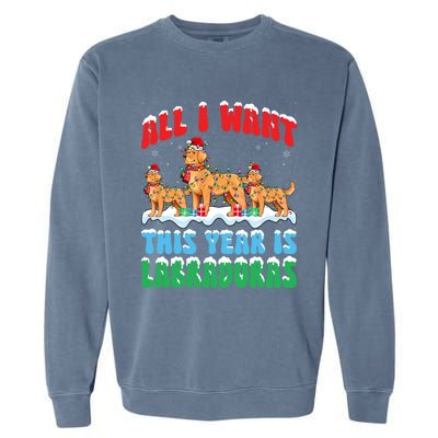 All I Want This Year Is Labrador Dog Wearing Christmas Hat Gift Garment-Dyed Sweatshirt