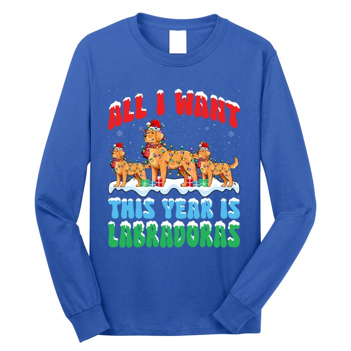 All I Want This Year Is Labrador Dog Wearing Christmas Hat Gift Long Sleeve Shirt