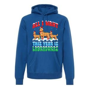 All I Want This Year Is Labrador Dog Wearing Christmas Hat Gift Premium Hoodie