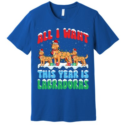 All I Want This Year Is Labrador Dog Wearing Christmas Hat Gift Premium T-Shirt