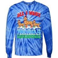 All I Want This Year Is Labrador Dog Wearing Christmas Hat Gift Tie-Dye Long Sleeve Shirt