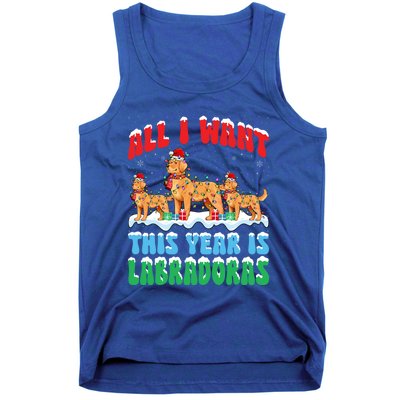 All I Want This Year Is Labrador Dog Wearing Christmas Hat Gift Tank Top