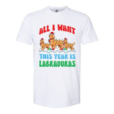 All I Want This Year Is Labrador Dog Wearing Christmas Hat Gift Softstyle CVC T-Shirt