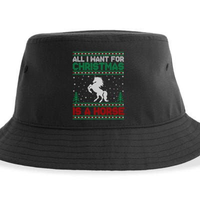 All I Want For Xmas Is A Horse Ugly Christmas Sweater Funny Gift Sustainable Bucket Hat