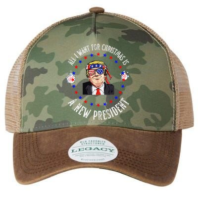 All I Want For Christmas Is A New President Trump Xmas Legacy Tie Dye Trucker Hat