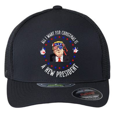 All I Want For Christmas Is A New President Trump Xmas Flexfit Unipanel Trucker Cap