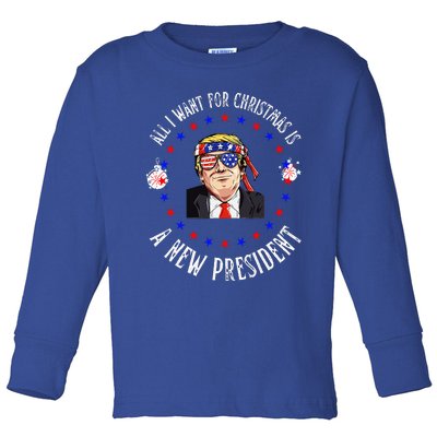 All I Want For Christmas Is A New President Trump Xmas Toddler Long Sleeve Shirt