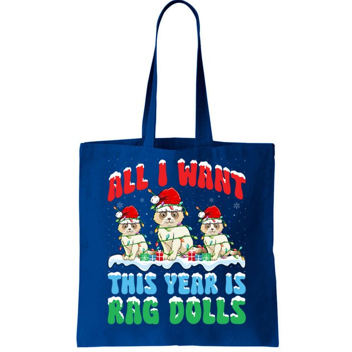 All I Want This Year Is Ragdoll Cat Wearing Christmas Hat Great Gift Tote Bag