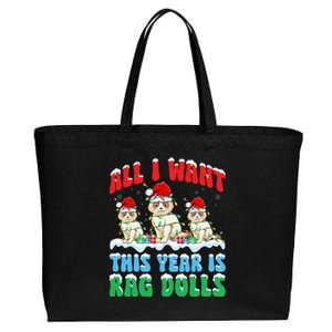 All I Want This Year Is Ragdoll Cat Wearing Christmas Hat Great Gift Cotton Canvas Jumbo Tote