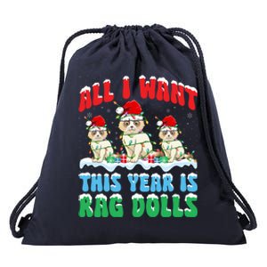 All I Want This Year Is Ragdoll Cat Wearing Christmas Hat Great Gift Drawstring Bag