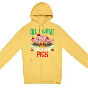 All I Want This Year Is Pigs Wearing Santa Hat Christmas Meaningful Gift Premium Pullover Hoodie