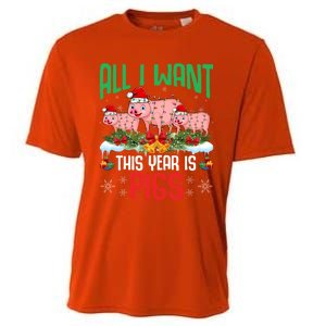 All I Want This Year Is Pigs Wearing Santa Hat Christmas Meaningful Gift Cooling Performance Crew T-Shirt