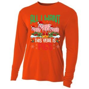 All I Want This Year Is Pigs Wearing Santa Hat Christmas Meaningful Gift Cooling Performance Long Sleeve Crew