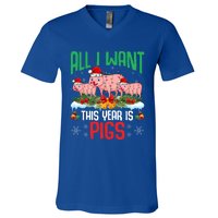 All I Want This Year Is Pigs Wearing Santa Hat Christmas Meaningful Gift V-Neck T-Shirt