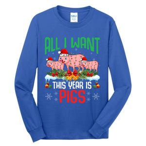 All I Want This Year Is Pigs Wearing Santa Hat Christmas Meaningful Gift Tall Long Sleeve T-Shirt