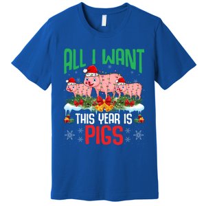 All I Want This Year Is Pigs Wearing Santa Hat Christmas Meaningful Gift Premium T-Shirt