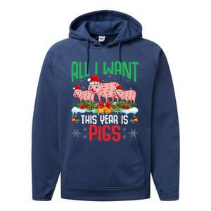 All I Want This Year Is Pigs Wearing Santa Hat Christmas Meaningful Gift Performance Fleece Hoodie