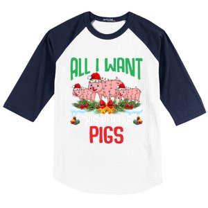 All I Want This Year Is Pigs Wearing Santa Hat Christmas Meaningful Gift Baseball Sleeve Shirt