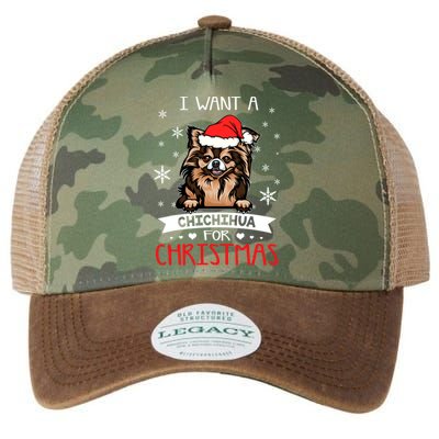 All I Want For Christmas Is A Chihuahua Santa Reindeer Cool Gift Legacy Tie Dye Trucker Hat