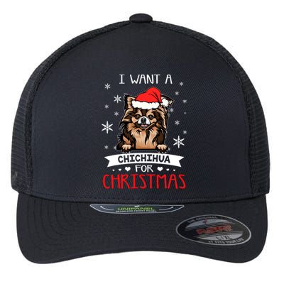 All I Want For Christmas Is A Chihuahua Santa Reindeer Cool Gift Flexfit Unipanel Trucker Cap