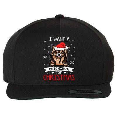 All I Want For Christmas Is A Chihuahua Santa Reindeer Cool Gift Wool Snapback Cap