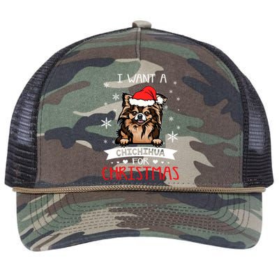 All I Want For Christmas Is A Chihuahua Santa Reindeer Cool Gift Retro Rope Trucker Hat Cap