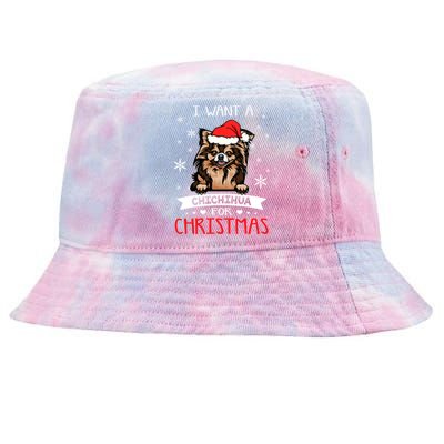 All I Want For Christmas Is A Chihuahua Santa Reindeer Cool Gift Tie-Dyed Bucket Hat